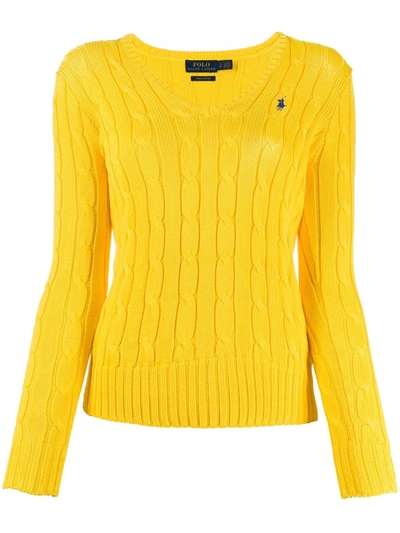 Polo Ralph Lauren Julianna Classic Cable Knit Jumper In Yellow