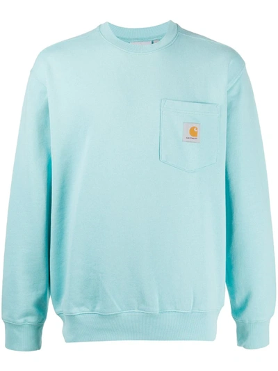 Carhartt Wip Pocket Crew Sweatshirt - Window Colour: Window In Blue