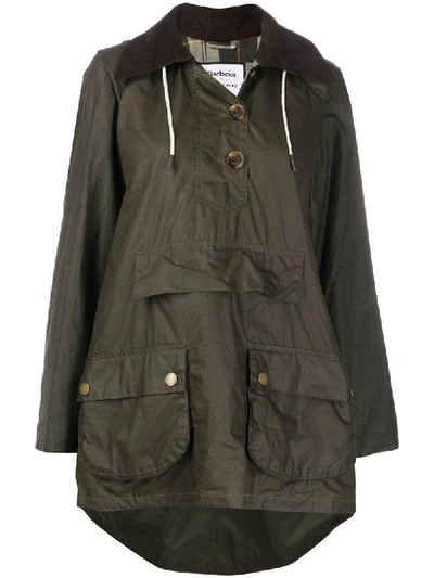 Barbour X Alexa Chung Oversized Waxed Jacket In Green