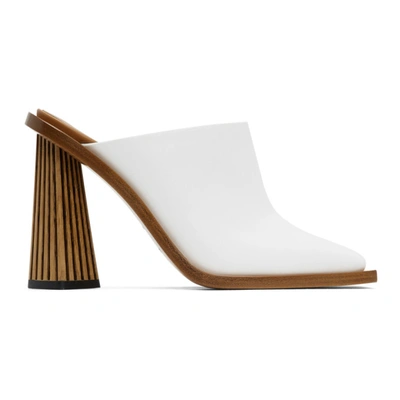 Givenchy Striped-heel Leather Mules In 100 White