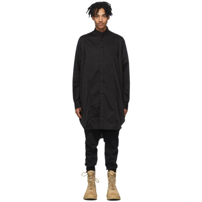 Julius Long-line Long Sleeve Shirt In Black