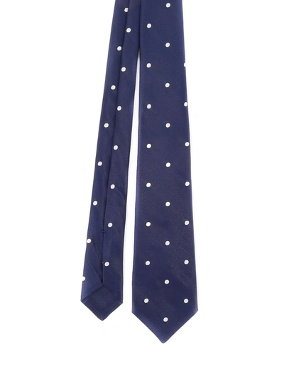 Kiton Polka Dot Patterned Silk Tie In Blue