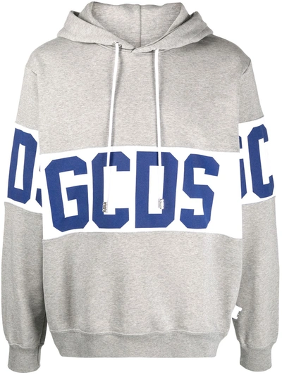Gcds Large Logo Patch Hoodie In Grey
