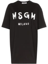 Msgm Logo Print Cotton Jersey T-shirt Dress In Black