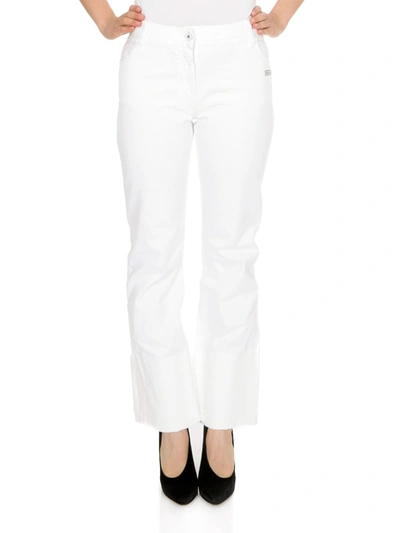 Off-white Cream Hem Mid-rise Jeans In White