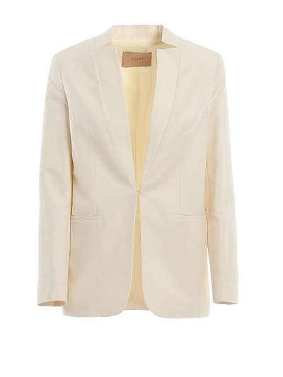 Twinset Cotton And Linen Jacket Ecru Color In Cream