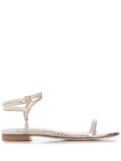 Stuart Weitzman Merinda Flat Sandals In Platin
