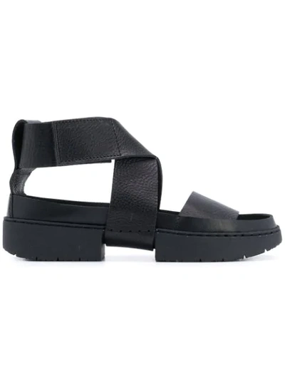Trippen Sandals W/strap And Cross In Black