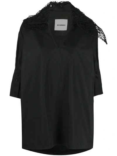 Jil Sander Asymmetric-collar Blouse In Black
