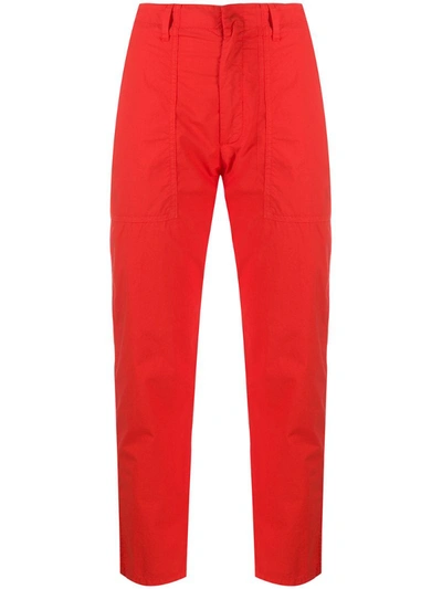 Dondup Cropped Classic Trousers In Red