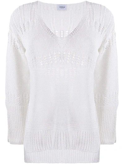 Dondup Knit V-neck Sweater In White