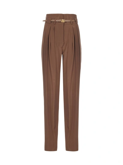 Fendi High Waist Pants In Brown