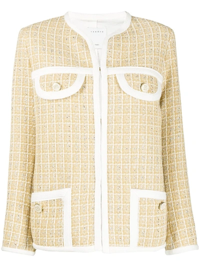 Sandro Mielle Metallic Cotton-blend Tweed Jacket In Neutrals
