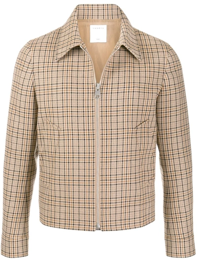 Sandro Decorative Checked Jacket In Beige