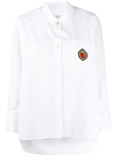 Sandro Long-sleeved Shirt With Military Collar In White