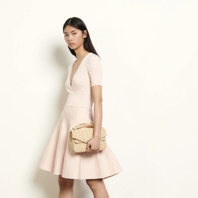 Sandro Short Textured Knit Dress In Powder | ModeSens