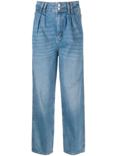 Sandro High-waisted Jeans With Pearl Buttons In Bleu Jean