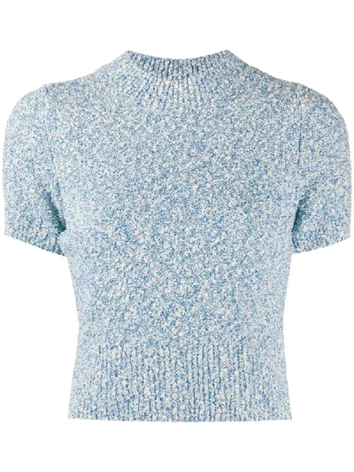 Sandro Mottled Cropped Sweater In Blue