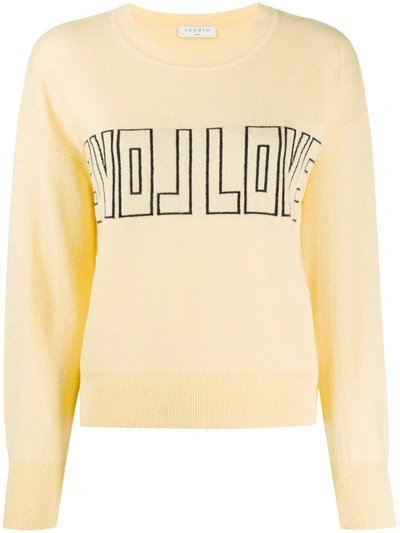 Sandro Intarsia-knit Wool And Cashmere-blend Sweater In Yellow