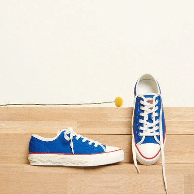 Sandro Canvas Sneakers With Flame Sole In Blue