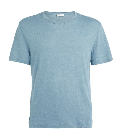 Sandro Linen T-shirt In Sky Blue