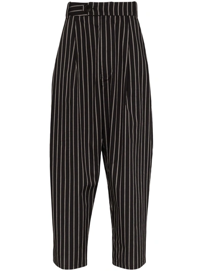 Vaquera Zoot Pinstriped Trousers In Black
