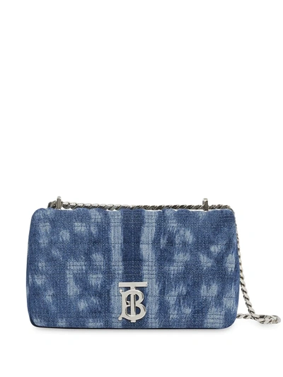 Burberry Small Lola Quilted Denim Shoulder Bag In Blue