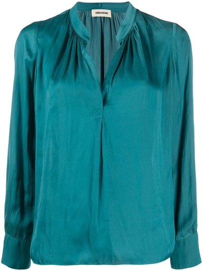 Zadig & Voltaire Tink Crinkled Effect Blouse In Blue