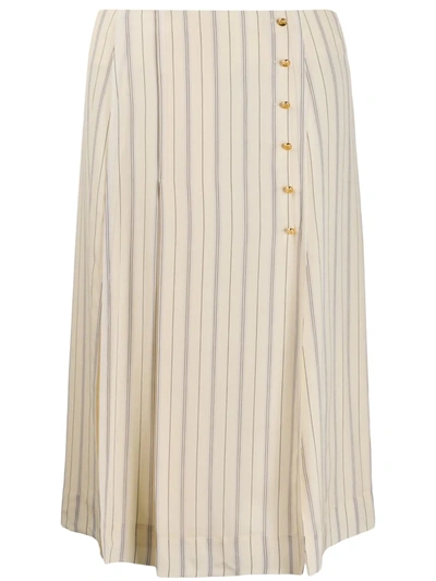 Chloé Striped Straight Skirt In Neutrals
