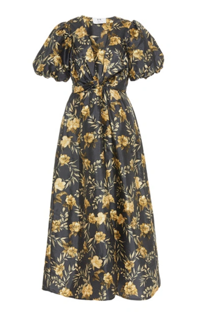 Sir The Label Carmen Floral-print Silk Maxi Dress In Black