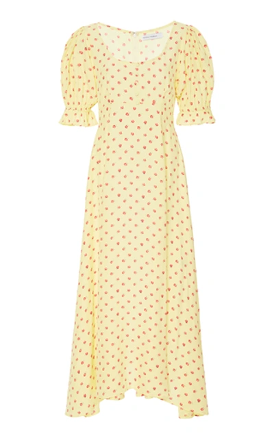 Faithfull The Brand + Net Sustain Linnie Floral-print Crepe Midi Dress In Yellow
