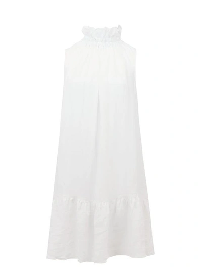 Ephemera High-neck Cotton-poplin Dress In Natural