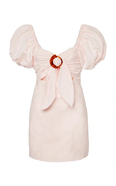 Significant Other Solace Puff Sleeve Linen-blend Mini Dress In Pink