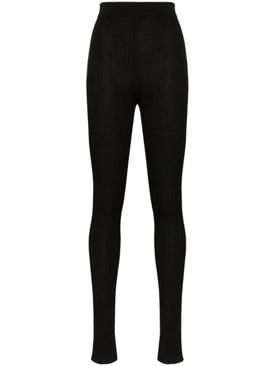 Carcel Ribbed Alpaca Wool Leggings In Black