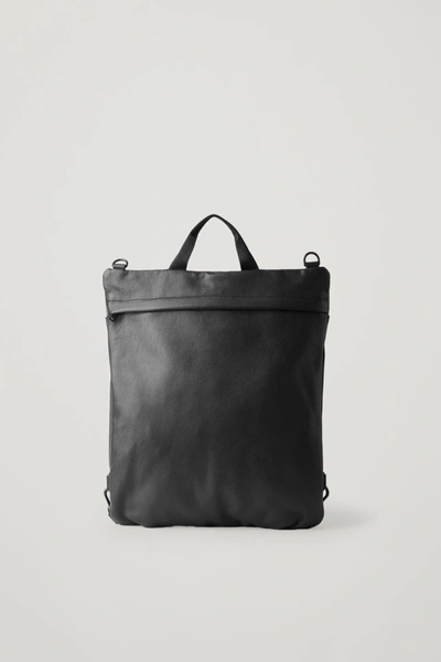 Cos Grained Leather Backpack In Black