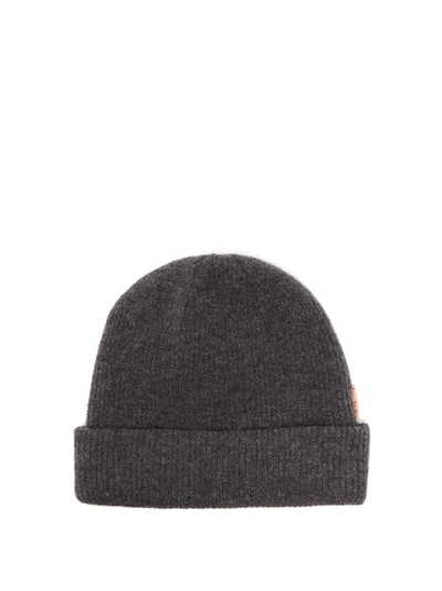 Acne Studios Krachel Ribbed Wool-blend Beanie Hat In Gray