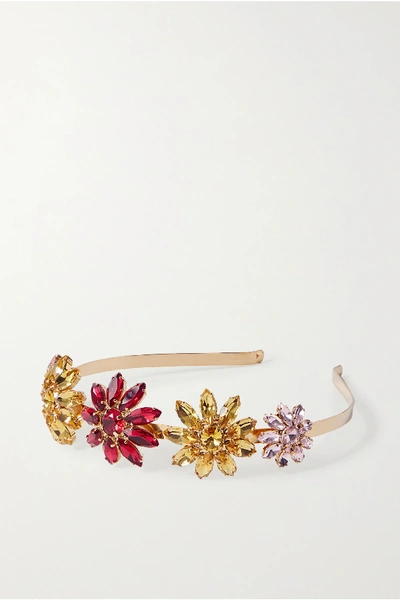 Rosantica Utopia Floral Crystal-embellished Headband In Gold