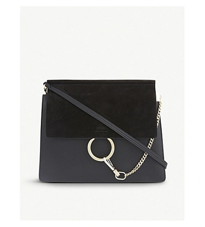 Gucci Faye Leather And Suede Shoulder Bag In Black
