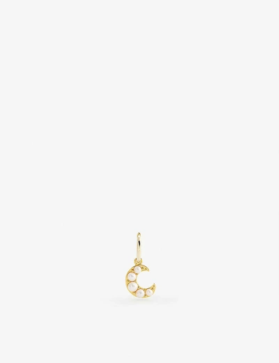 Otiumberg 9ct Gold-plated Vermeil Silver And Pearl-embellished Moon Hoop Earring