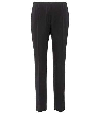 Dries Van Noten Cropped Stretch Cotton & Wool Trousers In Black