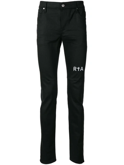 Rta Embroidered Logo Skinny Trousers In Black