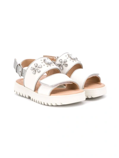 Geox Kids' Embellished Buckled Sandals In White