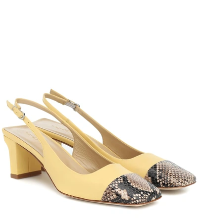 Aeyde Yellow And Phyton Drew Slingback Sandals