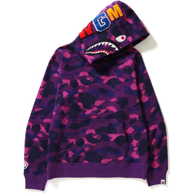 Pre-owned Bape  Color Camo Shark Wide Pullover  Hoodie Purple