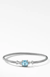 David Yurman Women's Chatelaine Bracelet In Sterling Silver With Diamonds & Gemstone In Blue Topaz