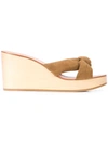 Loeffler Randall Taylor Knotted Suede Wedge Sandals In Brown