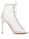 Gianvito Rossi Giada 100 Lace-up Leather-trimmed Lace And Mesh Ankle Boots In White