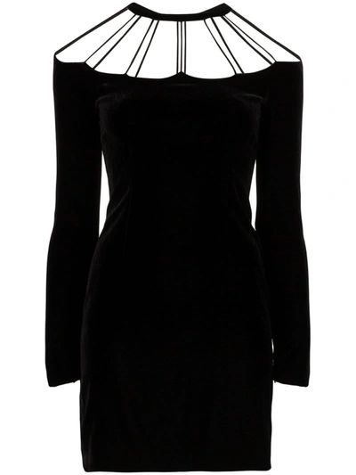 Alessandra Rich Bow-embellished Cutout Mini Dress In Black