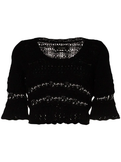Isabel Marant Flavia Ruffled Crochet-knit Jumper In Black