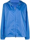 Moncler Hooded Zip-up Jacket In Blue